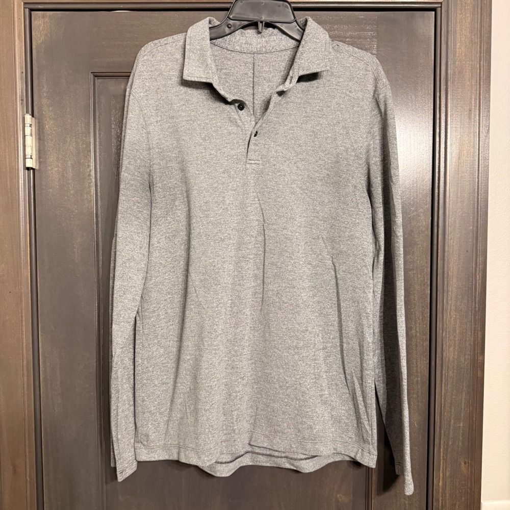Lululemon Evolution Long Sleeve Polo Shirt Mens Heathered Grey Size L